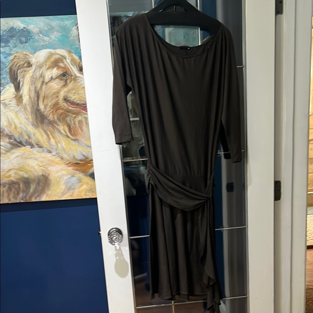 Theory  Chocolate Brown Wool Dress with sash - unlined